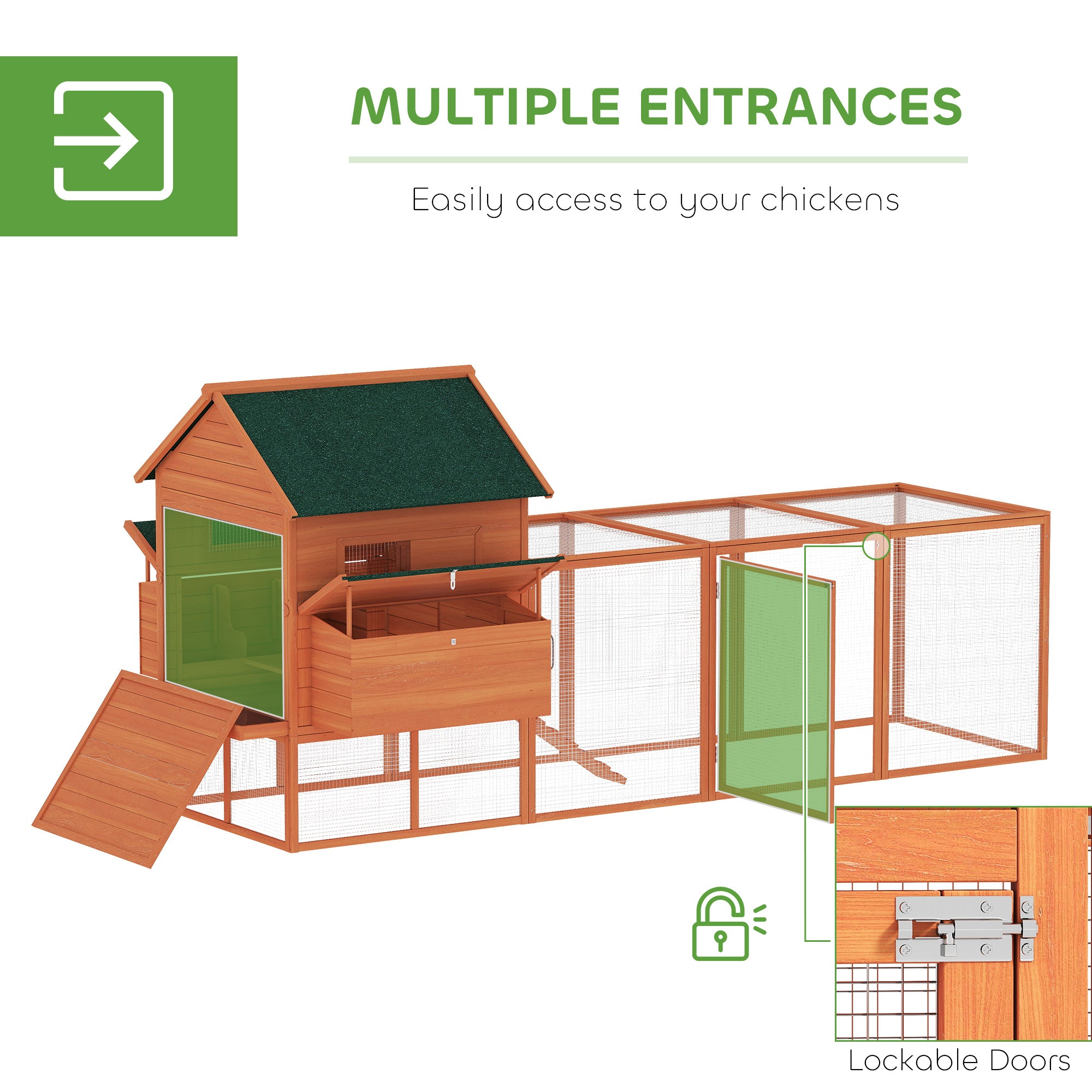 137" Wooden Chicken Coop for 4-6 Chickens, Backyard, Orange