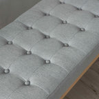 Fabric Ottoman with Cushioned Top, Sturdy Frame, and Space-Saving Design, 43.5" L x 15.75" W x 17" H, Light Gray