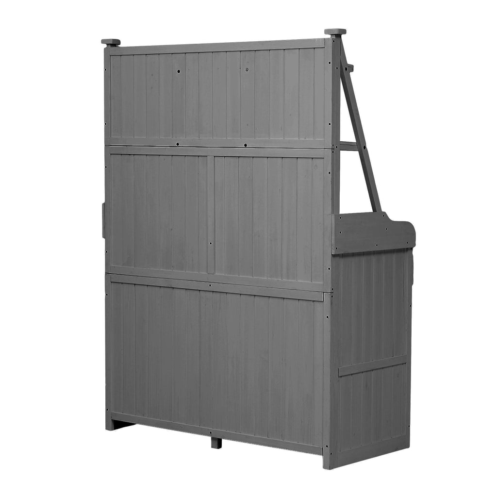 Fir Wood Potting Bench with Drawer & Cabinet for Garden, Outdoor Garden Workstation with Three-Tier Shelf, 47'' L x 23'' W x 65'' H, Gray