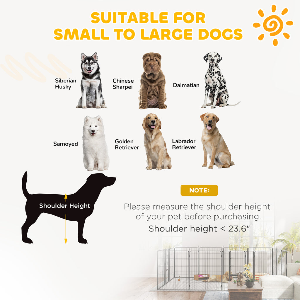 Dog Playpen for Indoor Outdoor, 24 Panels 39" H Puppy Playpen with Lockable Door, DIY Shape Pet Exercise Fence, Gray