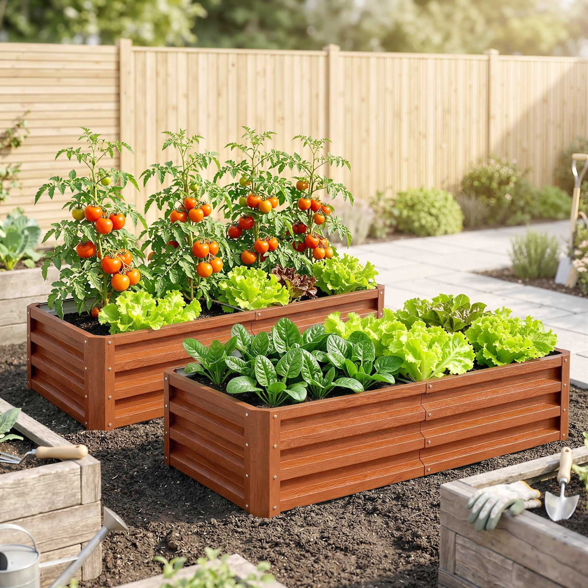 Galvanized Raised Garden Bed, 4' x 2' x 1' Metal Planter Box, for Growing Vegetables, Flowers, Herbs, Succulents, Brown