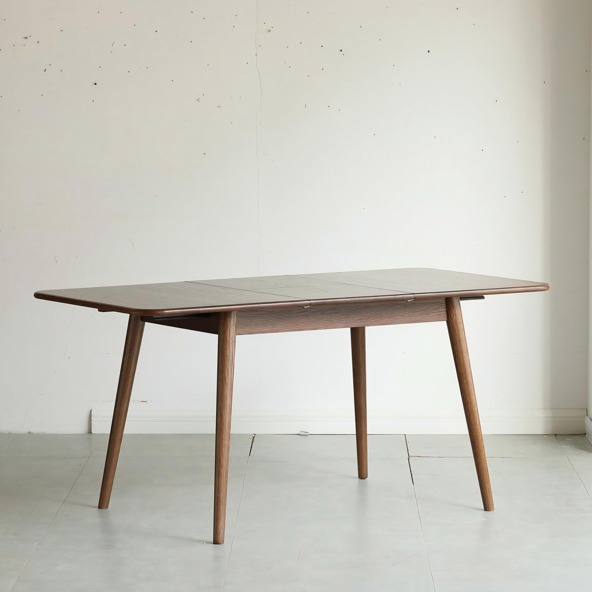 Extendable Dining Table with FAS-Grade Wood and Telescopic Top, Sturdy Center Table with Diagonal Legs, 63″ L x 31.5″ W x 29.5″ H, Walnut