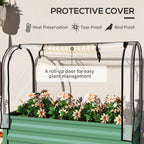 Raised Garden Bed with Legs and Cover, Metal Elevated Planter Box with Bottom Shelf and Liner for Vegetables, Green