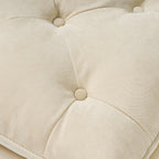 28" Pillow Top Ottoman with Button Tufted Upholstery, Turned Birch Legs, Extra Seating or Footrest, 28.5"x18"x17.75", Cream