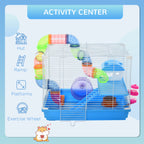 2-Level Hamster Cage Rodent Gerbil House Mouse Mice Rat Habitat Metal Wire with Exercise Wheel, Play Tubes, Water Bottle, Food Dishes, & Interior Ladder