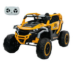 12V 2-Seater Kids Electric UTV Ride-On with Remote Control, Electric Go-Kart with Music & Flashlights, 45.5" L x 28.5" W x 24.5" H, Yellow+Black