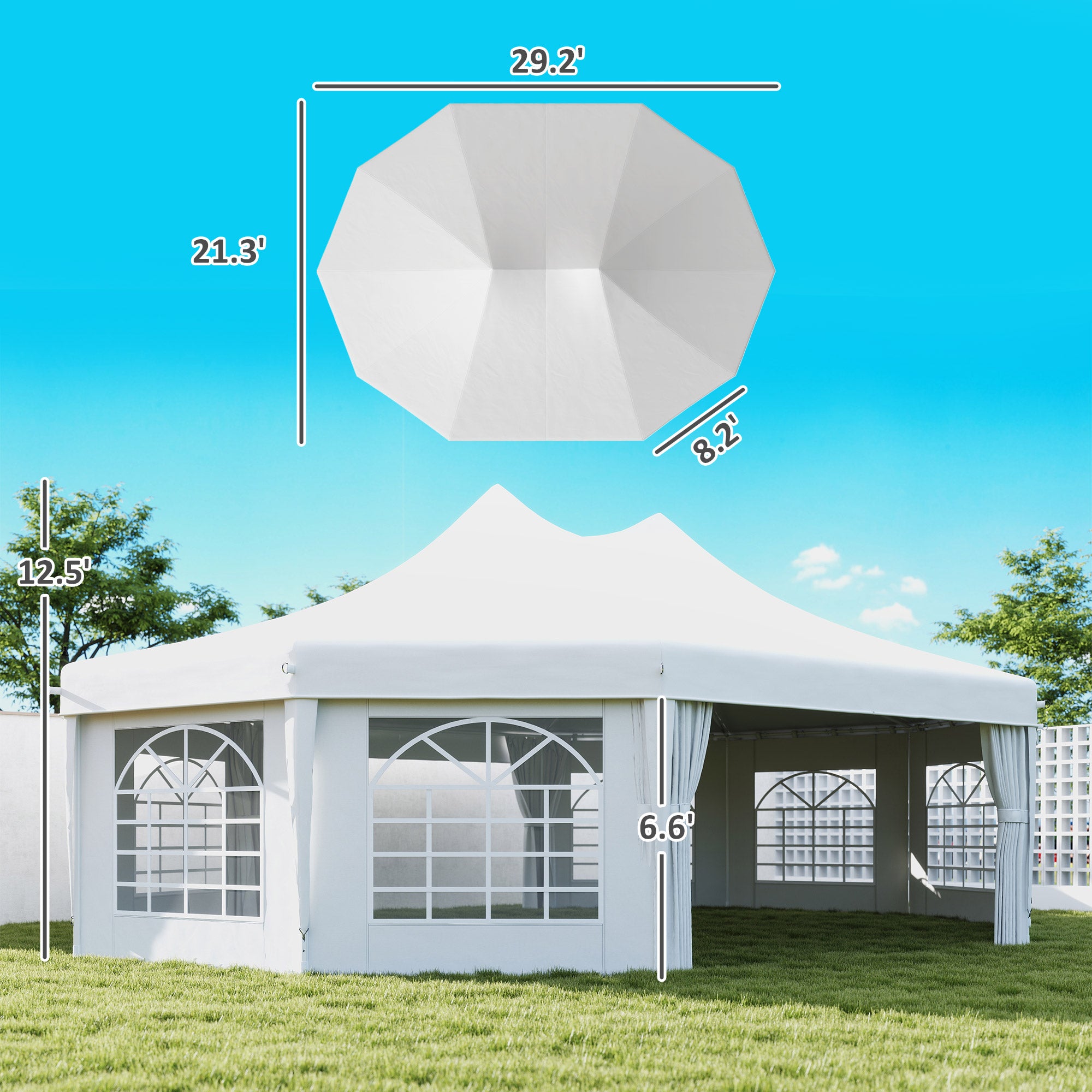 29' x 21' Canopy Party Event Tent with 2 Pull-Back Doors, White