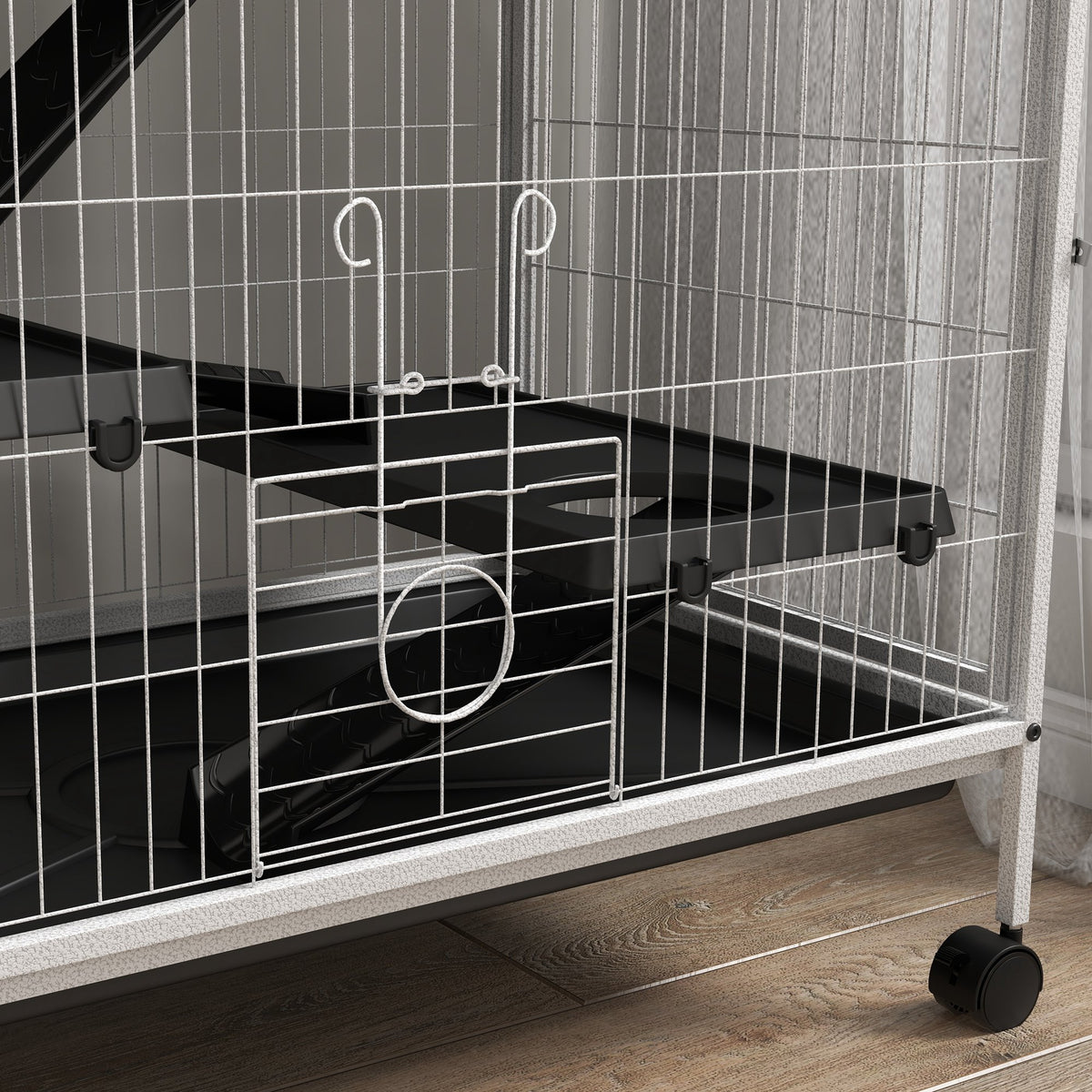 50" H Rolling Small Animal Cage with Hammock, Ferret Cage, Chinchilla Cage, Pet Habitat, wIth 4 Doors, Removable Tray