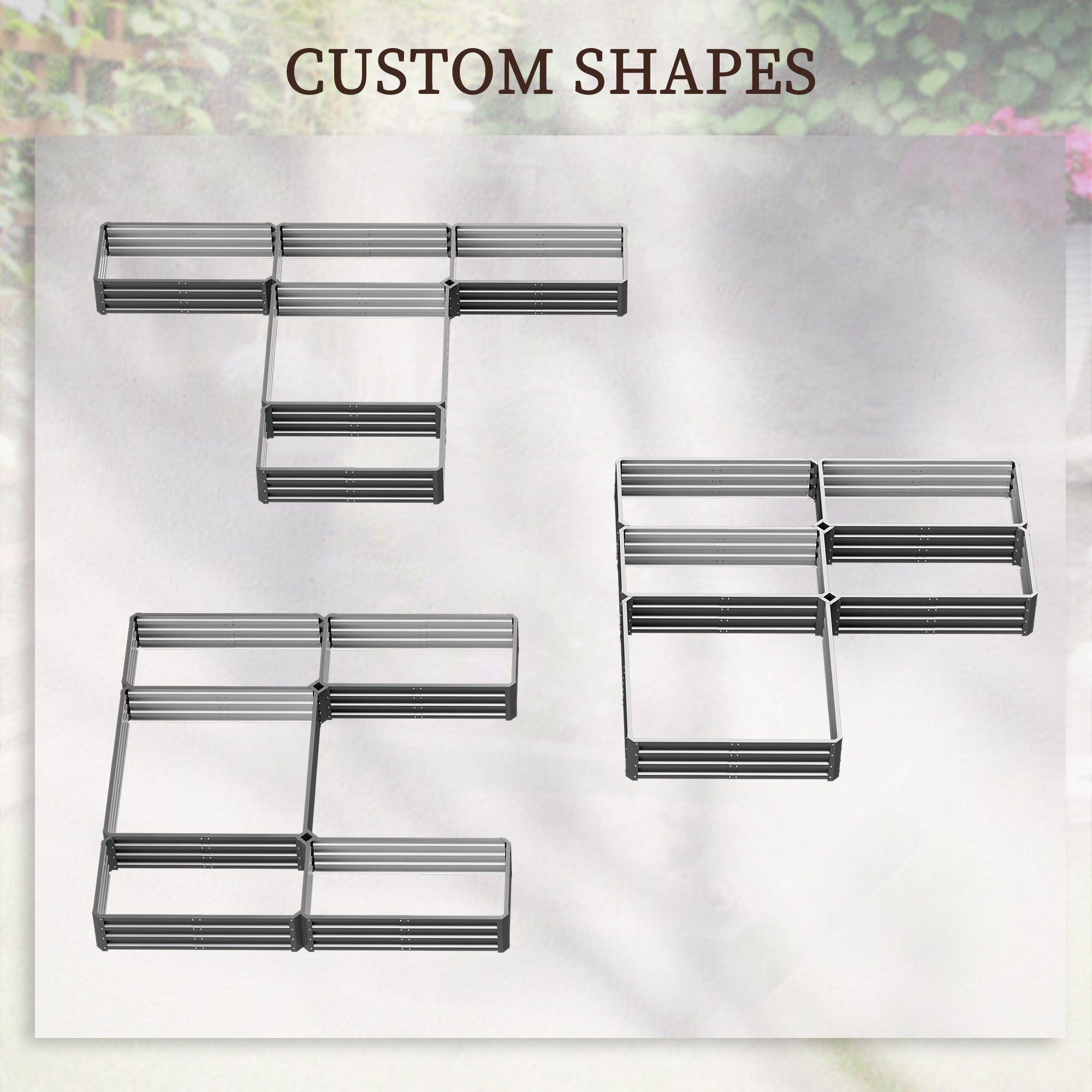 Steel Raised Garden Bed, Set of 5 Large Box Planters for Outdoor Plants Vegetables Flowers Herbs, 8x8x1ft, Gray