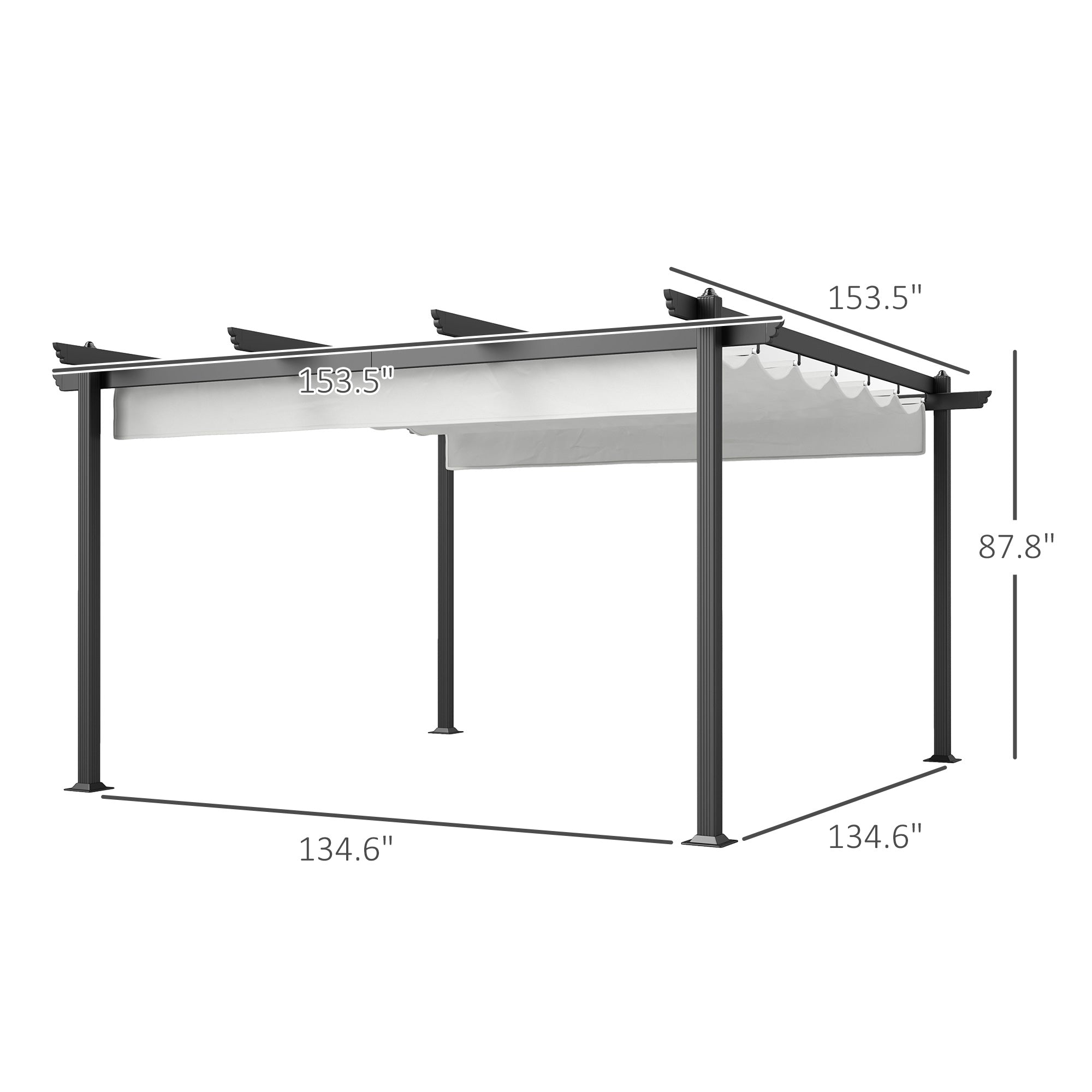 13' x 13' Aluminum Retractable Pergola Canopy, Outdoor Pergola for Garden, Patio, Backyard, Deck, White