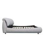 Queen Size Upholstered Bed with Oversized Padded Backrest, Solid Wood Frame, Adjustable Mattress Heights, 96.5" L x 70" W x 43.5" H, Grey