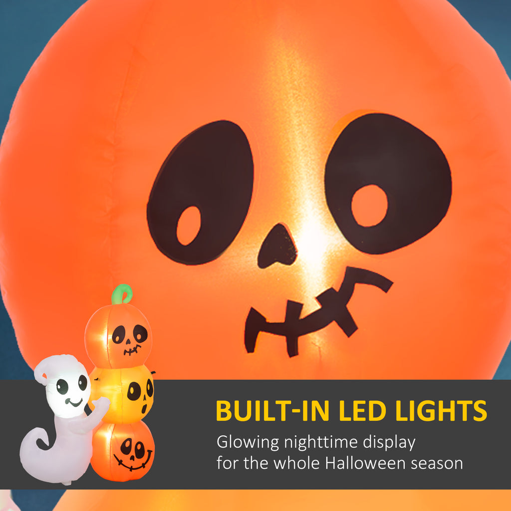 5ft Inflatable Halloween Ghost and Pumpkin, Blow Up LED Display for Garden Indoor Outdoor