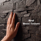 8-Pack 3D Faux Stone Wall Panels, Lightweight Polyurethane Panels for Interior and Exterior Accent Walls, Black