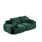 Compressed Sofa 2-Seater Modern Memory Foam Sofa with Pet-Friendly Corduroy Fabric, Two Seater Couch Sectional for Living Room, 84" L x 41" W x 28.5" H, Green