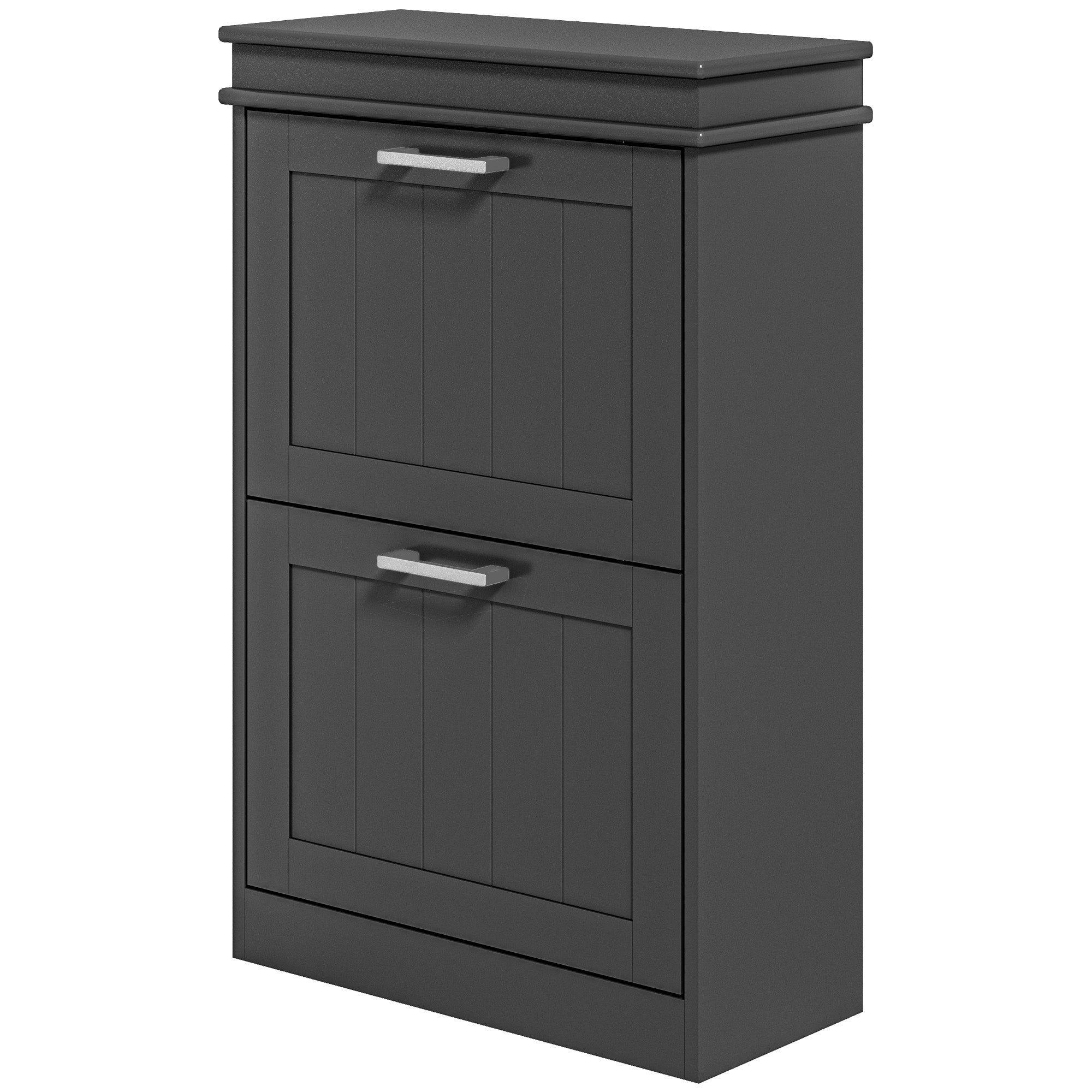 Modern Shoe Storage Cabinet with 2 Flip Drawers for 10 Pairs, Narrow Shoe Organizer for Entryway, Hallway, Black