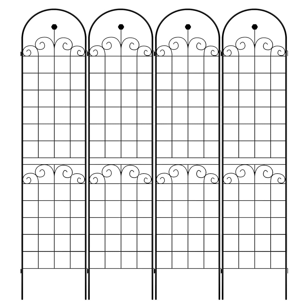 4 Pack Metal Garden Trellis for Climbing Plants with Galvanized Tubes, Easy Assembled Rustproof Plant Support, 80" L x 87" H, Black