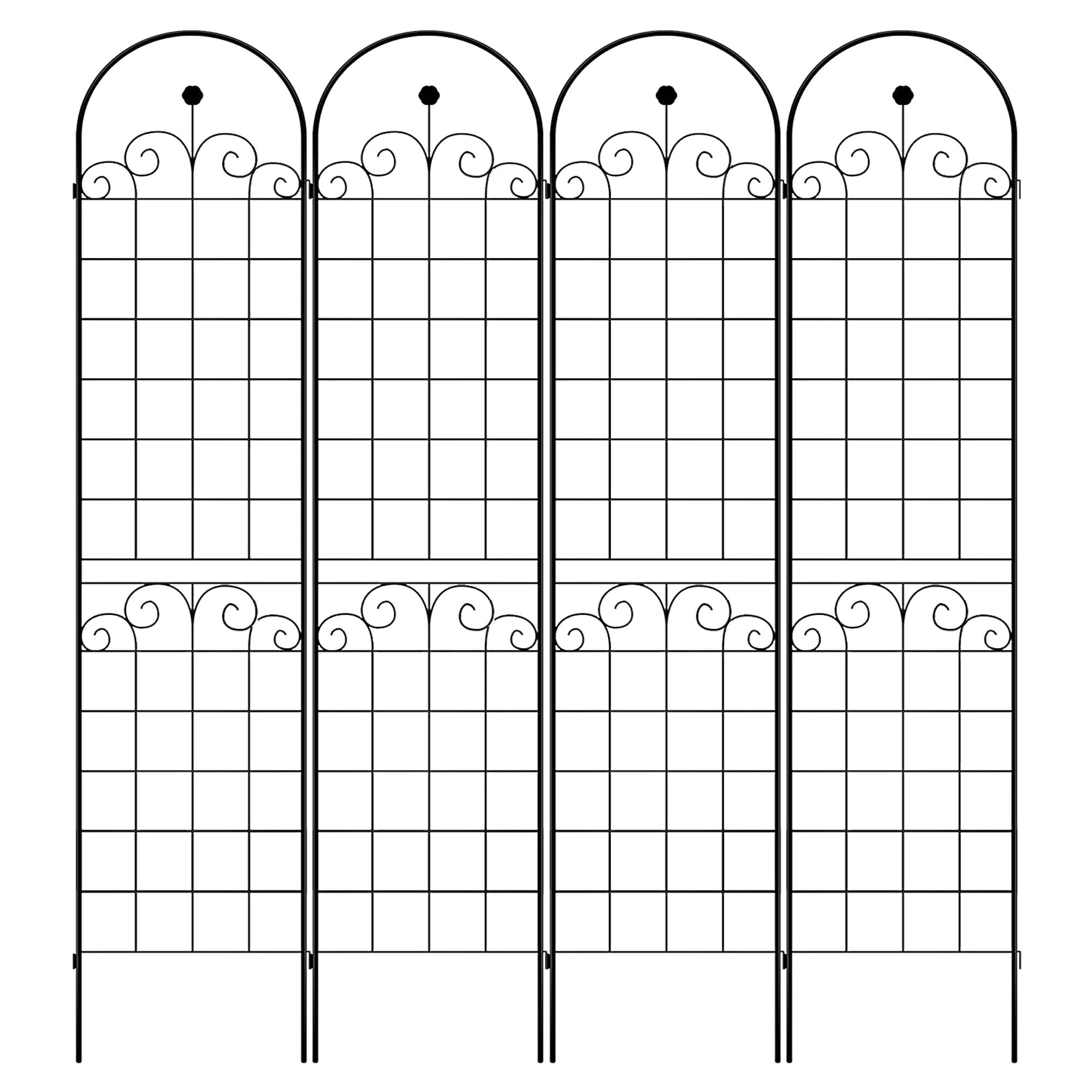4 Pack Metal Garden Trellis for Climbing Plants with Galvanized Tubes, Easy Assembled Rustproof Plant Support, 80" L x 87" H, Black