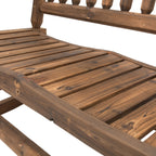 2-Person Wood Rocking Chair with Log Design, Heavy Duty Loveseat with Wide Curved Seats for Patio, Backyard, Garden, Walnut