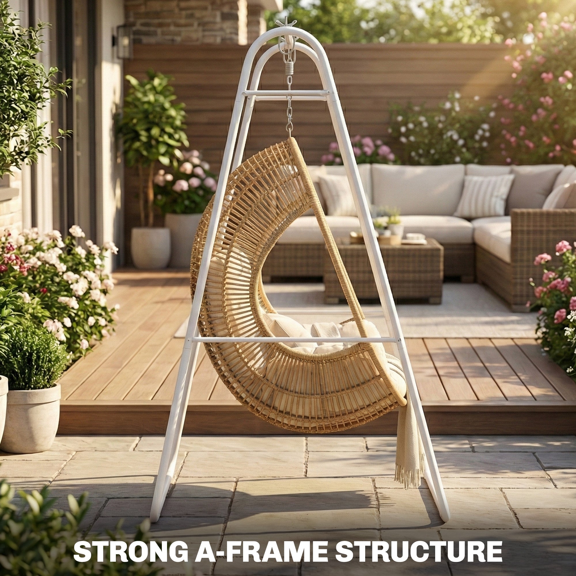 Hammock Chair Stand Only Heavy Duty Solid Steel A-Frame for Hanging Hammock, Egg Chair, Max Load 330 LBS, White