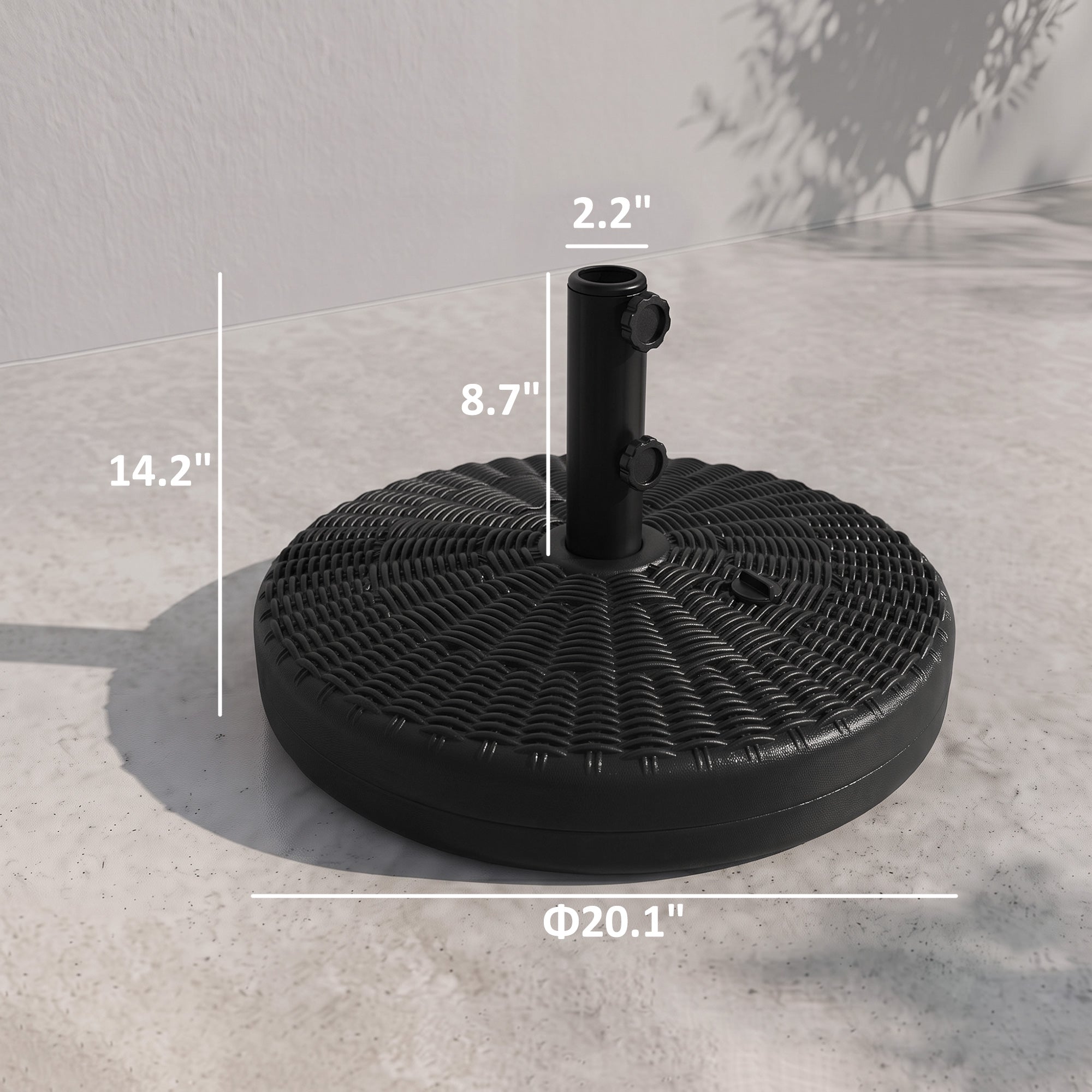 Umbrella Stand for 1.5" or 2" Umbrella Poles, Round Fillable Umbrella Base for Outdoor, Lawn, Deck, Black