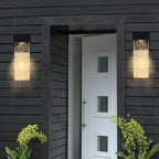 2-Pack Outdoor Wall Light Fixture with Bubble Crystal and Light Sensor, Weatherproof LED Wall Sconce, 12W Per Lamp, 3.5" L x 4.5" W x 12" H, Black