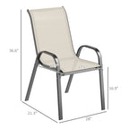 Set of 4 Outdoor Dining Chairs, Stackable Patio Chairs with High Back, Breathable Mesh Seat for Garden Lawn, Beige