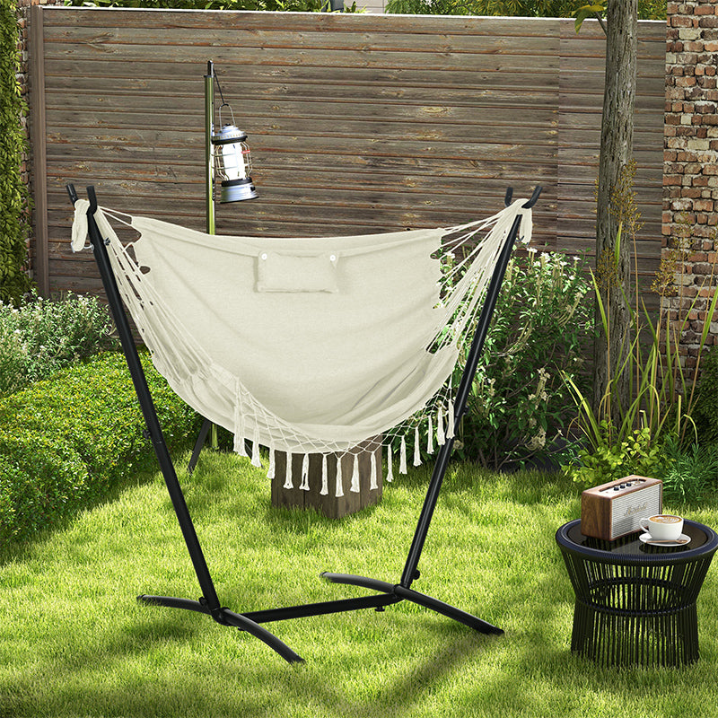 U Shape Stand Hammock Chair, Headrest Include Hammock Swing, Cream White
