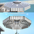 8.6FT Patio Umbrella, UPF 30+ Outdoor Market Umbrella, 2-Tier Vented Patio Table Umbrella with Crank 8 Ribs, Tiltable Porch Umbrella for Garden Deck Poolside, Light Gray