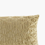 Oblong Decor Pillow with Hand-Beaded Embellishments, Velvet Cover, Removable Goose Feather Insert, 22" L x 15" W x 5" H, Gold
