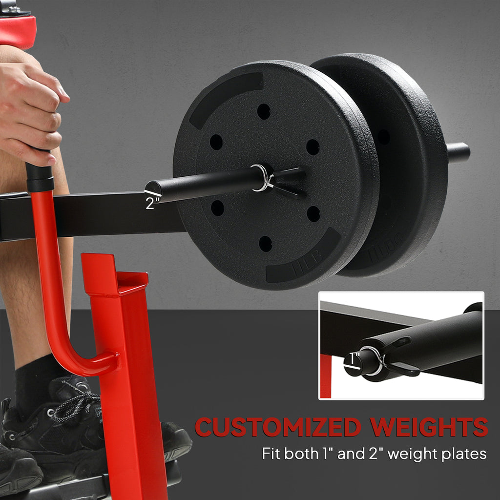Adjustable Steel Seated Calf Raise Exercise Strength Training Gym Equipment, Red
