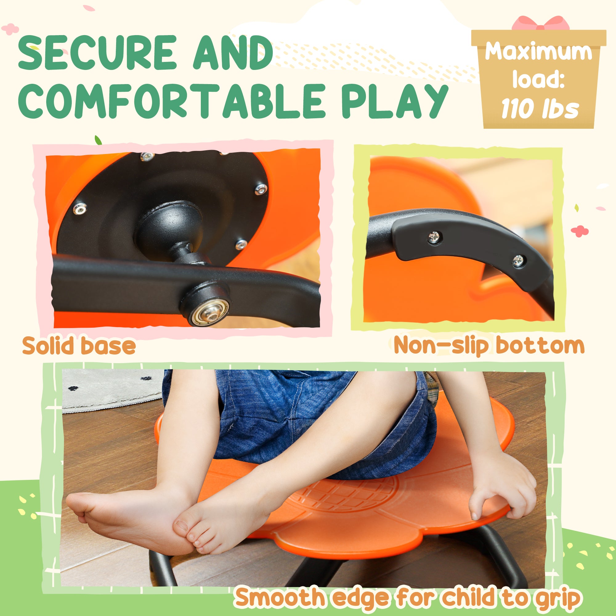 Sensory Spinning Chair for Autism, Kids, Training Body Balance & Coordination, Orange