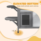 Wooden 2-Story Outdoor Cat House, Feral Cat Shelter Kitten Condo with Openable Asphalt Roof and 4 Platforms, White