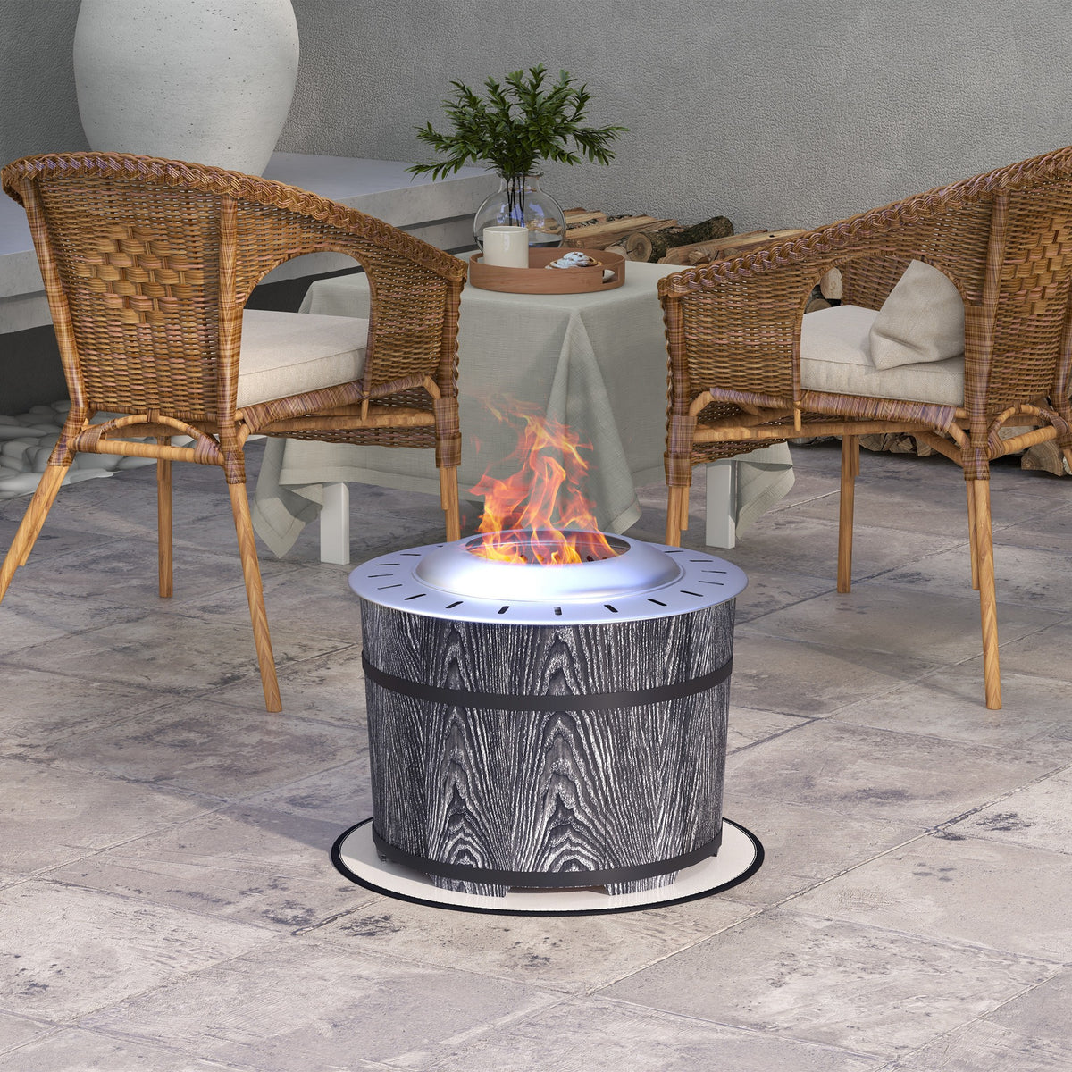 Smokeless Fire Pit, Portable Camping Bonfire Stove with Mat for Backyard, Patio, Picnic, Magnesium Oxide, Black