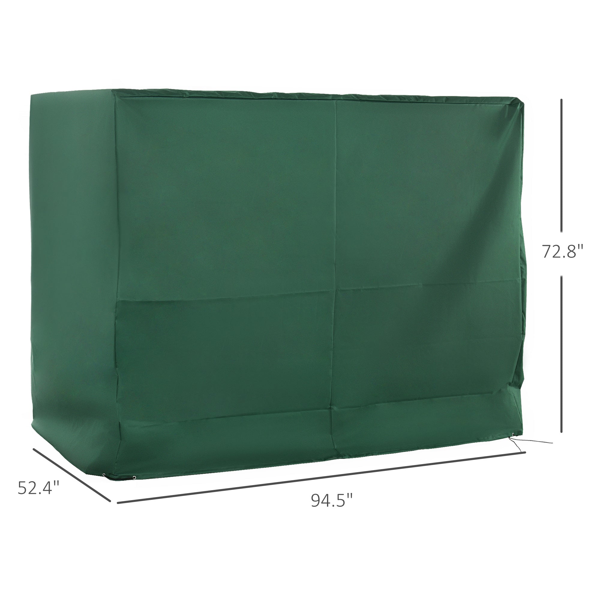 600D Oxford 3-Seater Patio Swing Cover Outdoor Swing Chair Cover Rain Protection Waterproof Anti-UV, Dark Green