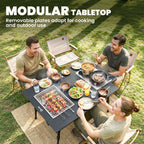 Adjustable Height Folding Picnic Table with Removable Plates, Aluminum Camping Table, Black