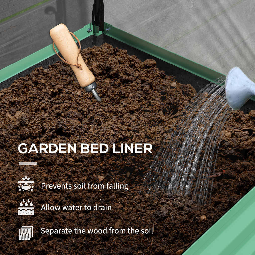 Raised Garden Bed with Legs and Cover, Metal Elevated Planter Box with Bottom Shelf and Liner for Vegetables, Green