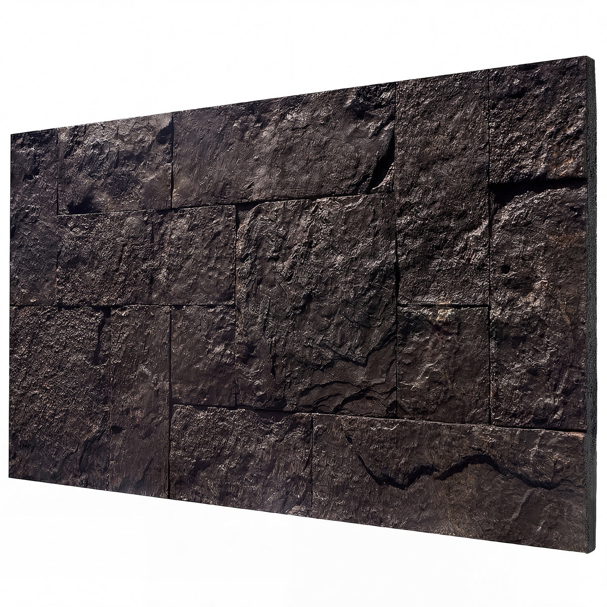 8-Pack 3D Faux Stone Wall Panels, Lightweight Polyurethane Panels for Interior and Exterior Accent Walls, Black