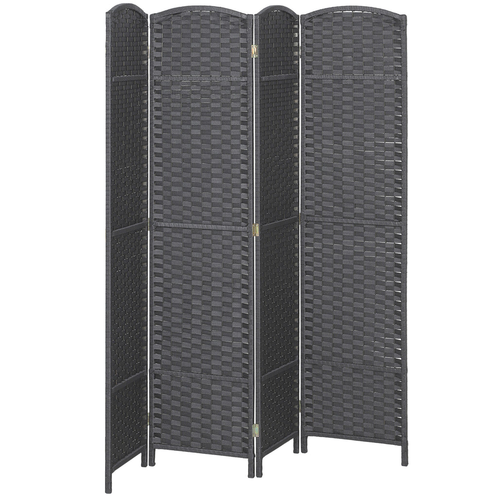 Folding Room Divider Screen 4 Panel 5.6 ' Tall Privacy Screen Freestanding Room Partition for Home Office, Charcoal Gray