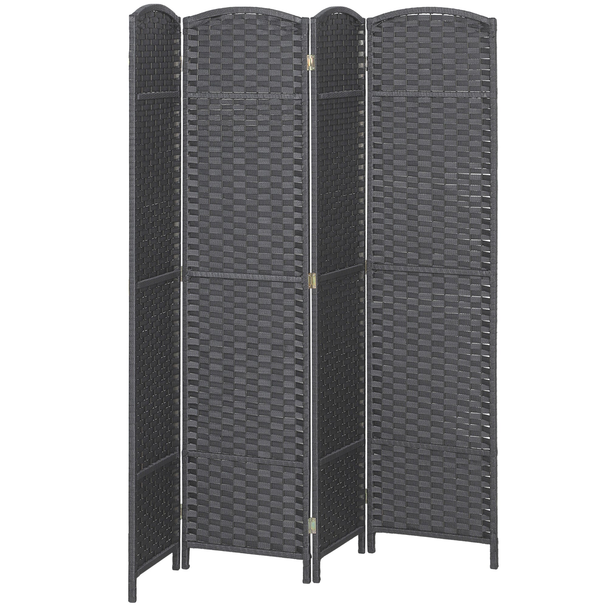Folding Room Divider Screen 4 Panel 5.6 ' Tall Privacy Screen Freestanding Room Partition for Home Office, Charcoal Gray