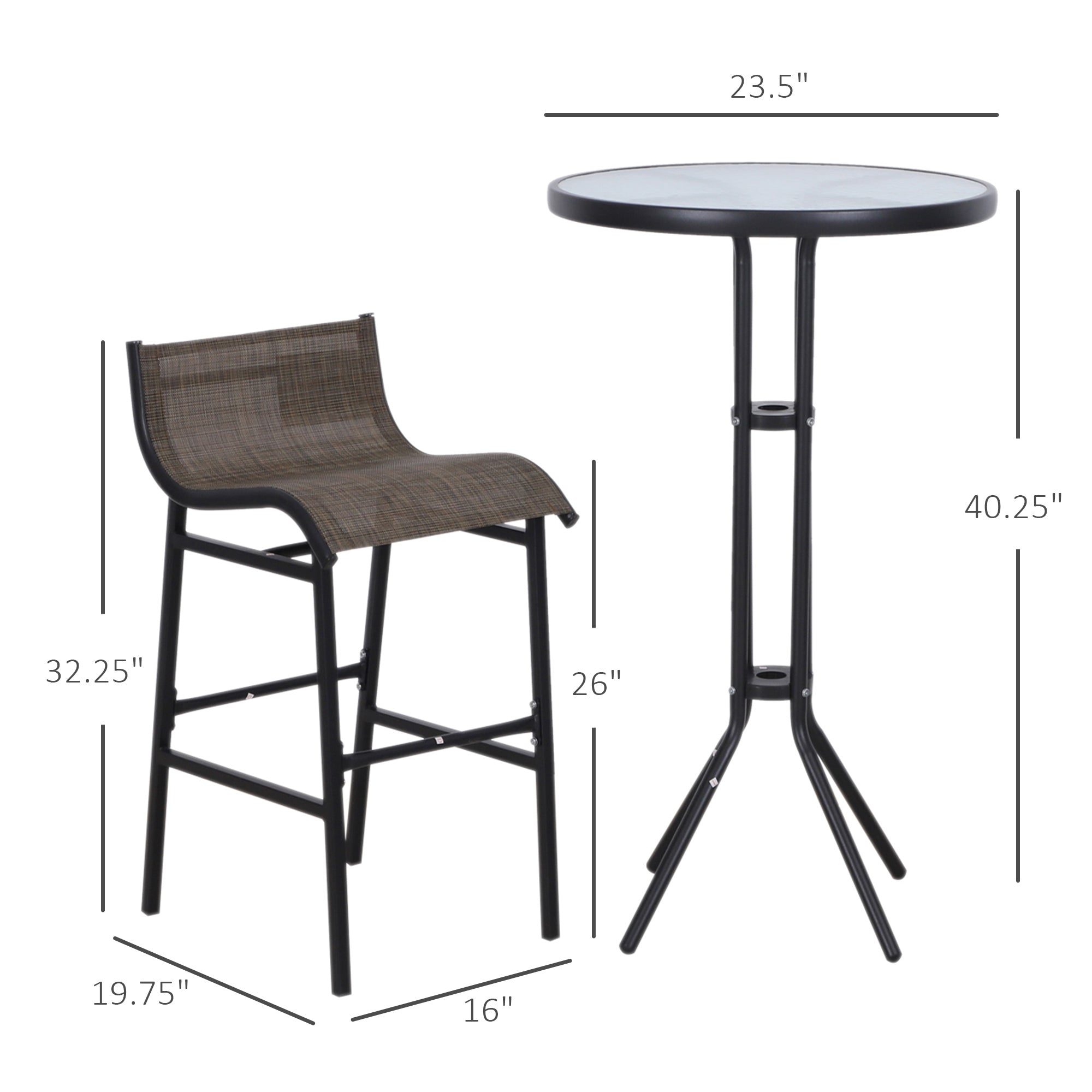 3 Piece Bar Height Outdoor Bistro Set for 2, Tan