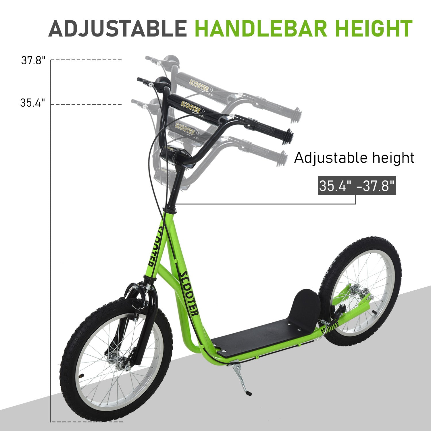 Youth Scooter Kick Scooter for Kids 5+ with Adjustable Handlebar Front and Rear Dual Brakes, Light Green