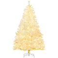 6' Prelit Artificial White Christmas Trees Home Decor, with Warm White LED Lights, Auto Open, Steel Base