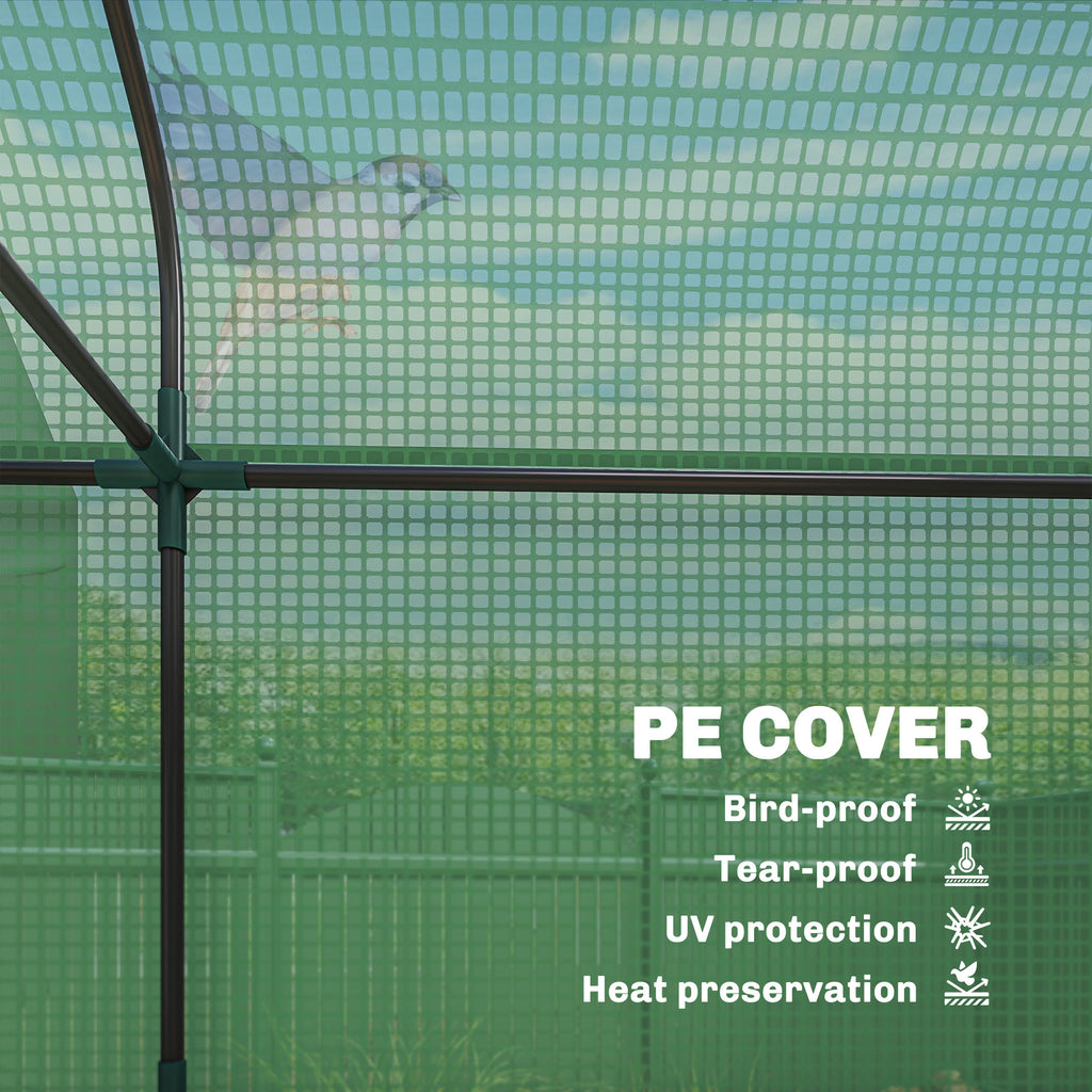 3 Tier Mini Greenhouse, Small Portable Greenhouse with 2 Roll-up Doors, 56.3" x 18.1" x 65", Green