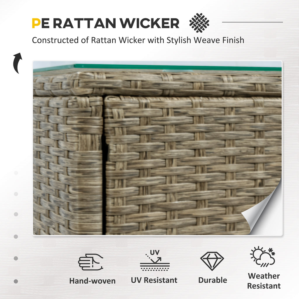 5 Pieces Rattan Wicker Lounge Chair Outdoor Patio Conversation Set w/ Cushioned Chairs, Ottomans and Tempered Glass Top
