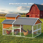 79"L Chicken Coop with Run for 6 Chickens, Wooden Chicken House with Nesting Boxes and Pull-Out Tray