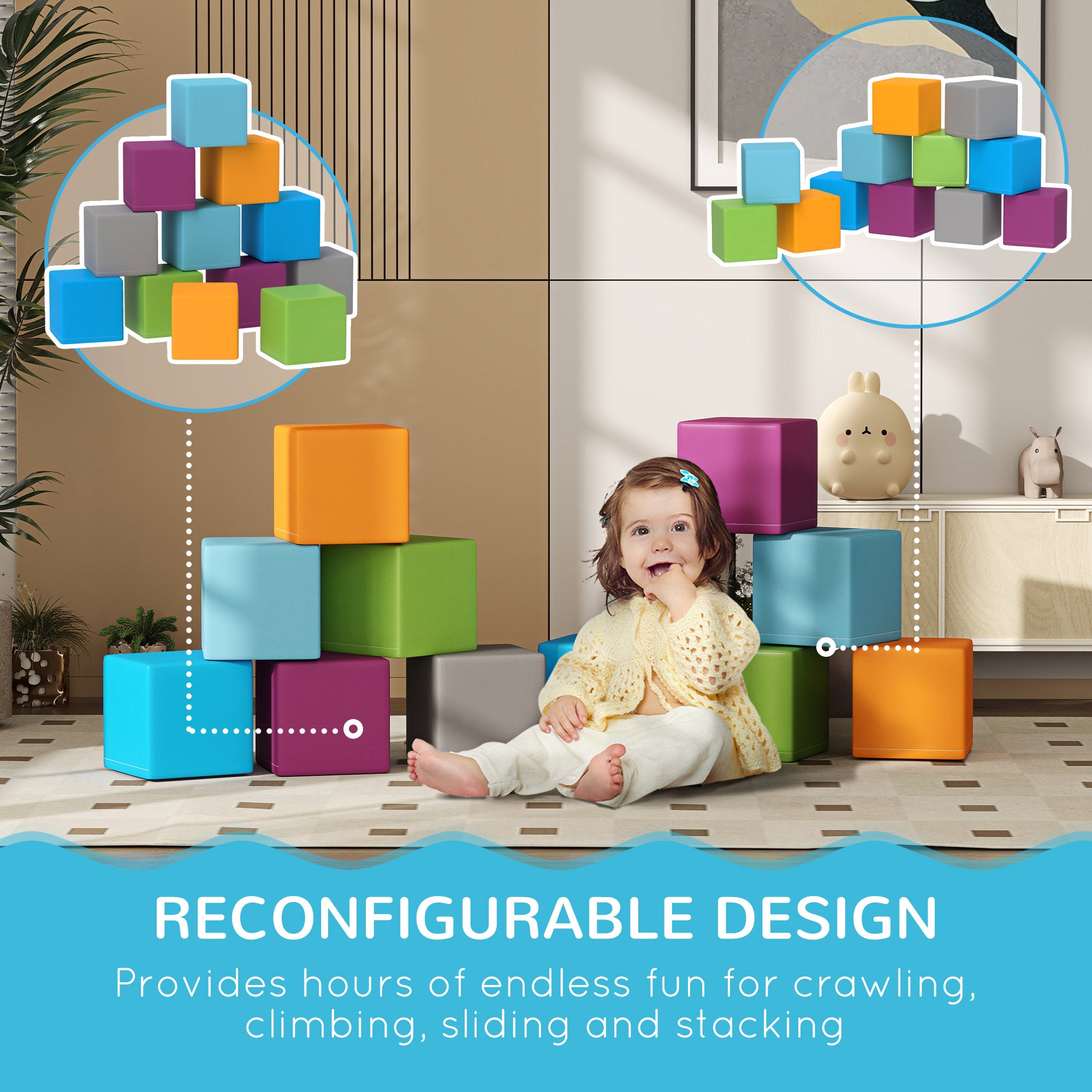 12 Piece Soft Play Blocks Soft Foam Toy for Toddler, Contemporary