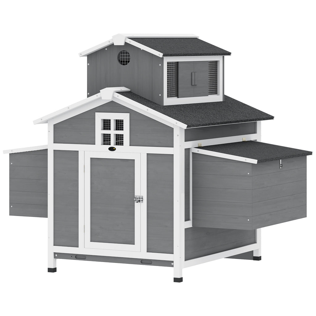 Chicken Coop for 2 Chickens, Wooden Hen House with Nesting Box, Pull-Out Tray, Ventilation Windows