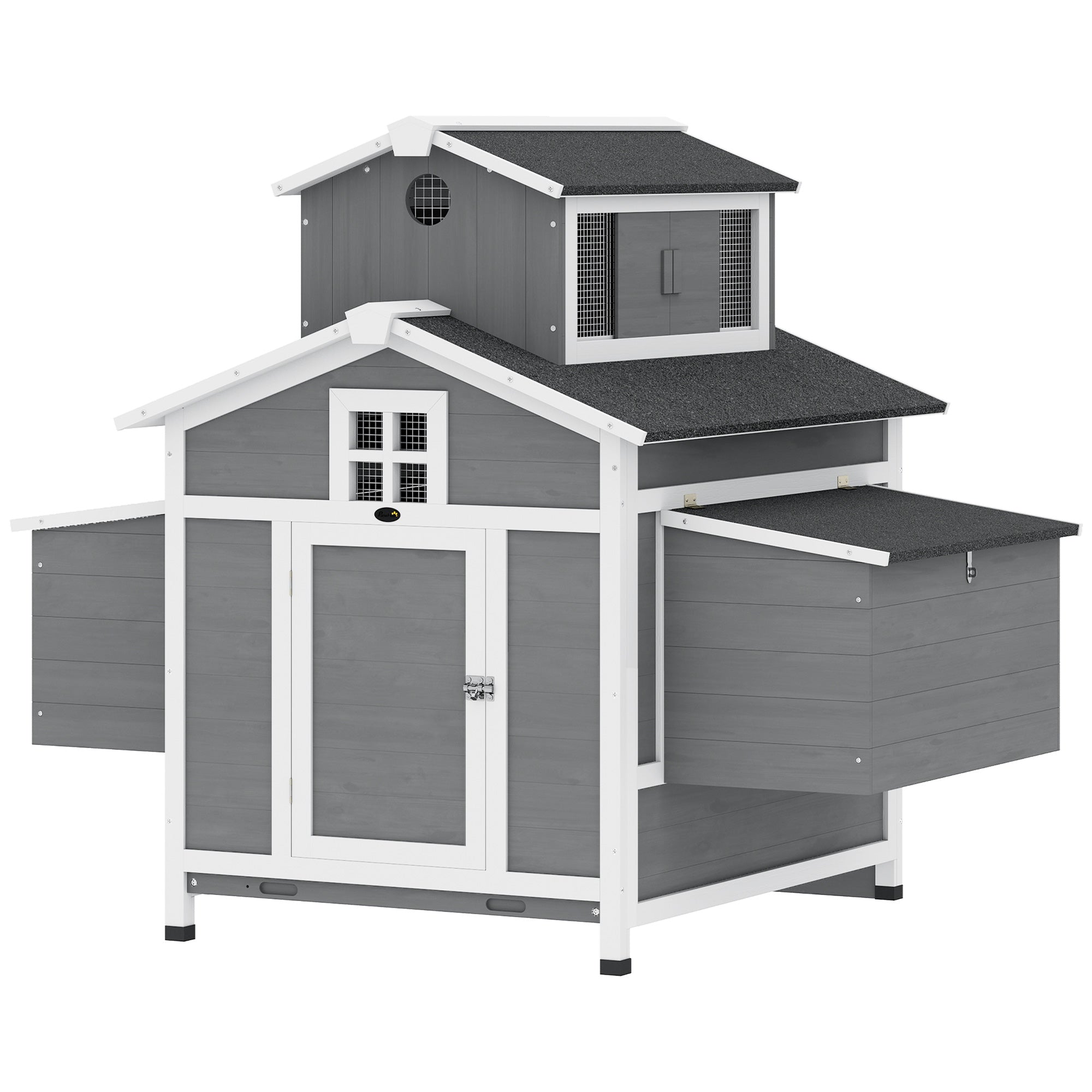 Chicken Coop for 2 Chickens, Wooden Hen House with Nesting Box, Pull-Out Tray, Ventilation Windows