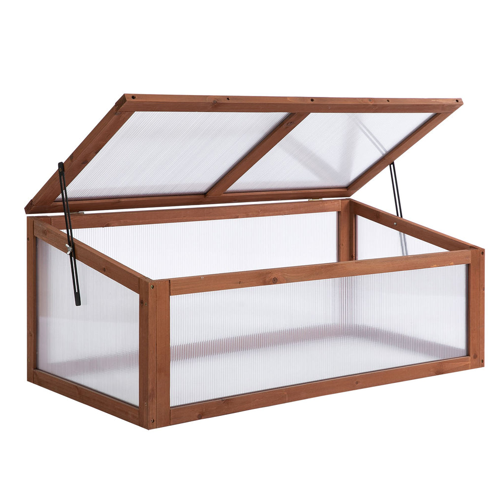 Wooden Cold Frame Greenhouse, Mini Greenhouse with Polycarbonate Board and Solid Wood Frame, Green House Cold Frame