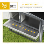 Large Rabbit Cage Outdoor 61"L Guinea Pig Hutch w/ Run Feeding Trough Removable Tray Ramp Asphalt Roof, White